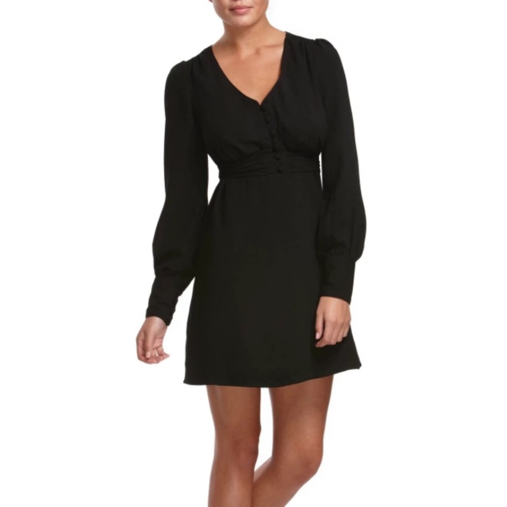 Alice Temperley For Target Black Crepe Long Puffy Sleeves Mini Dress XS